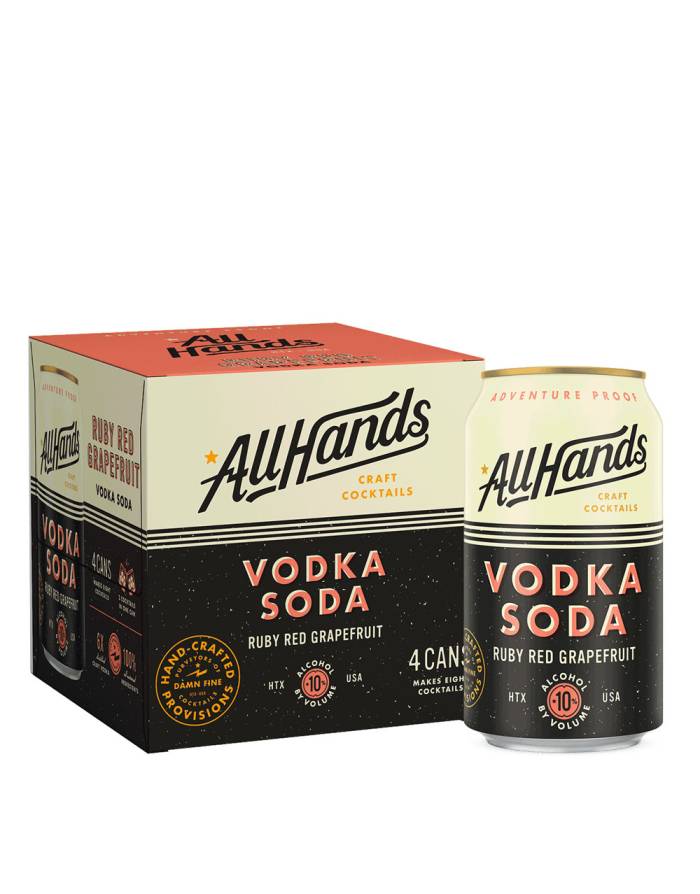 All Hands Ruby Red Grapefruit Vodka Soda (4 Pack) 355 ML