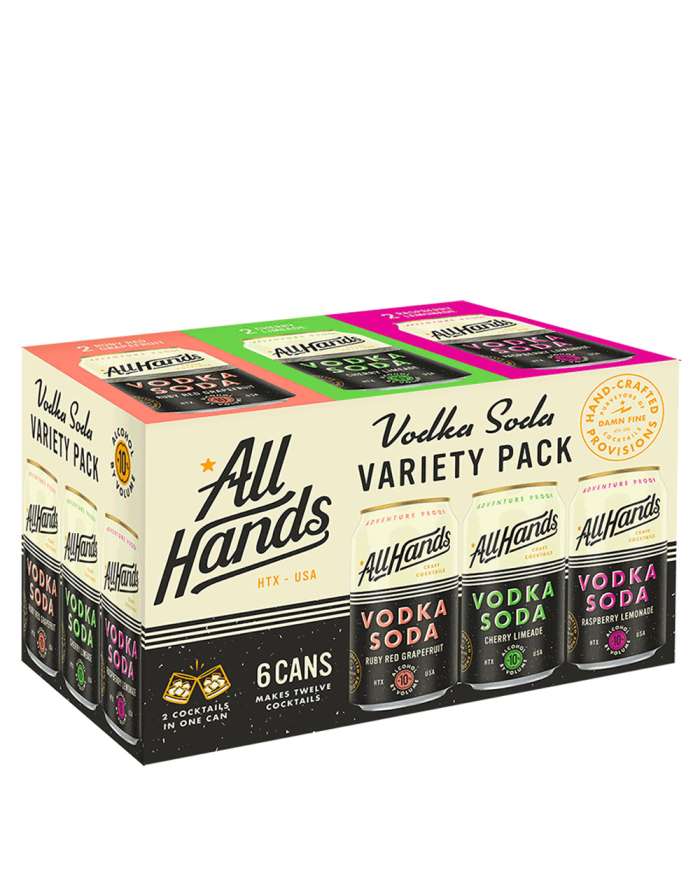 All Hands Vodka Soda Variety (6 Pack) 355 ML