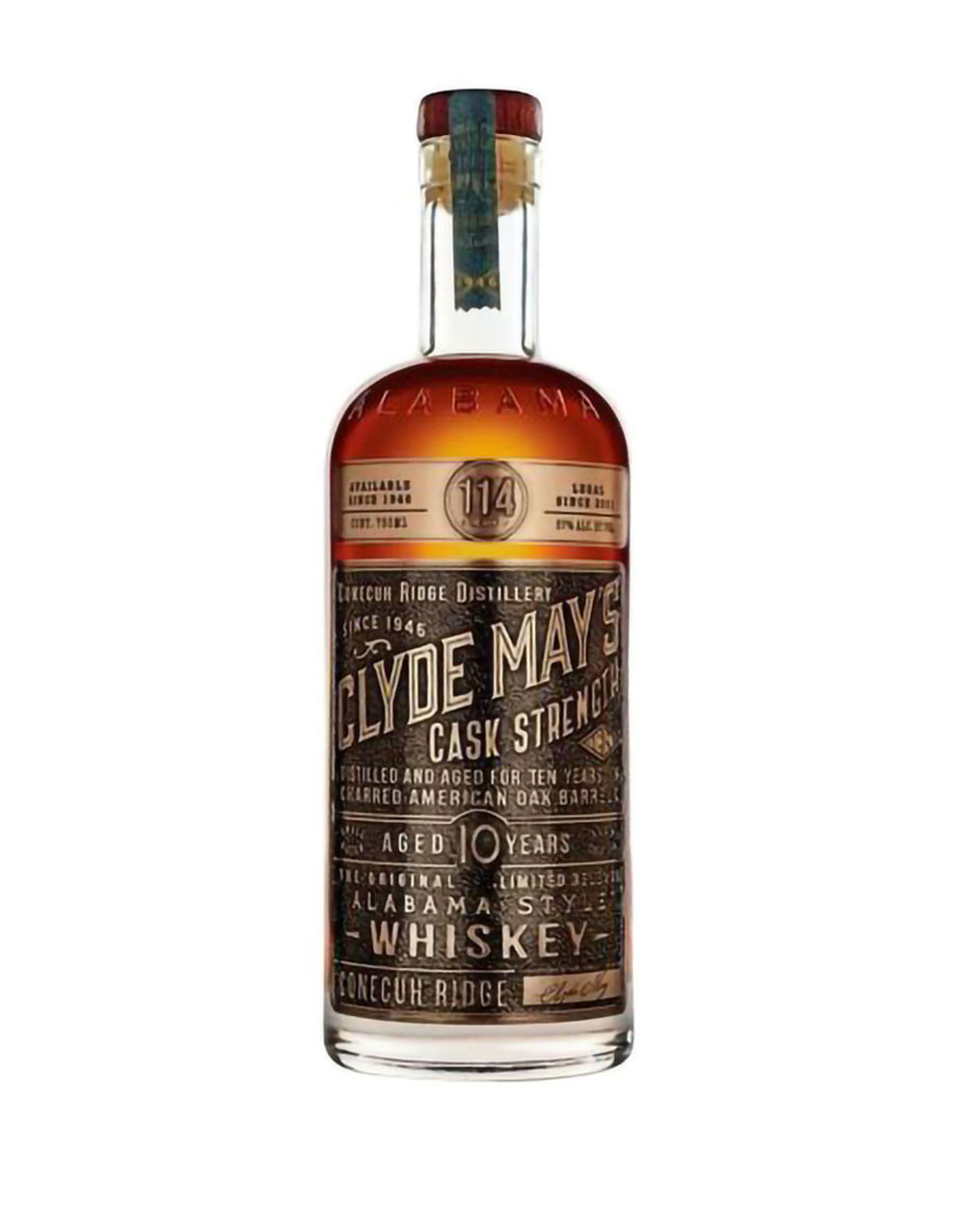 Clyde May's 10 Year Old Cask Strength Alabama Style Whiskey