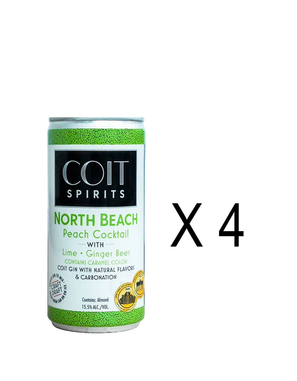Coit Spirits North Beach Peach Cocktail with Lime and Ginger Beer (4 Pack) x 200ml