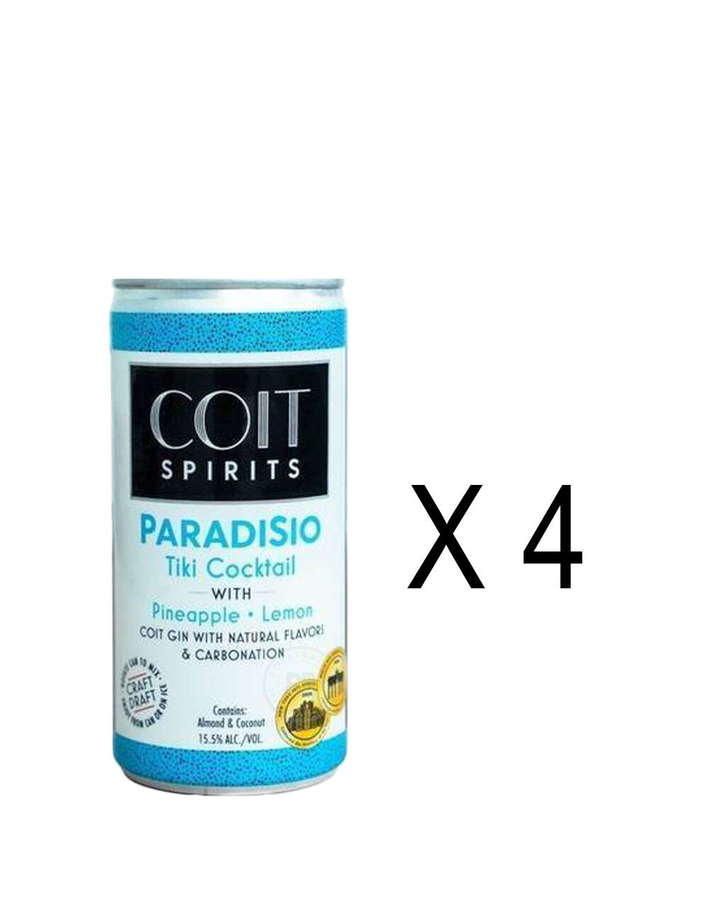 Coit Spirits Paradisio Tiki Cocktail with Pineapple and Lemon (4 Pack) x 200ml