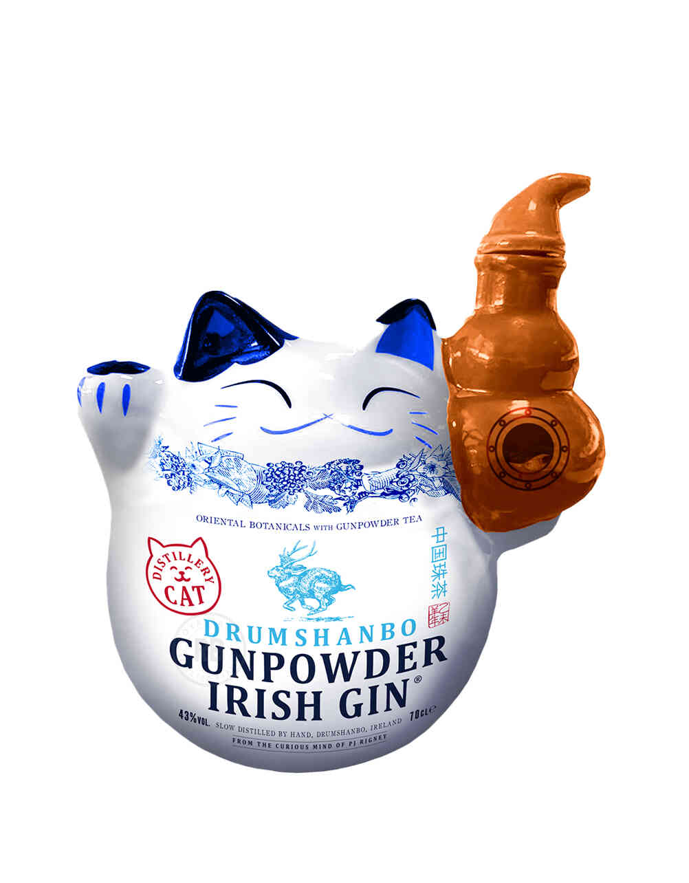Drumshanbo Ceramic Cat Bottle Gunpowder Irish Gin