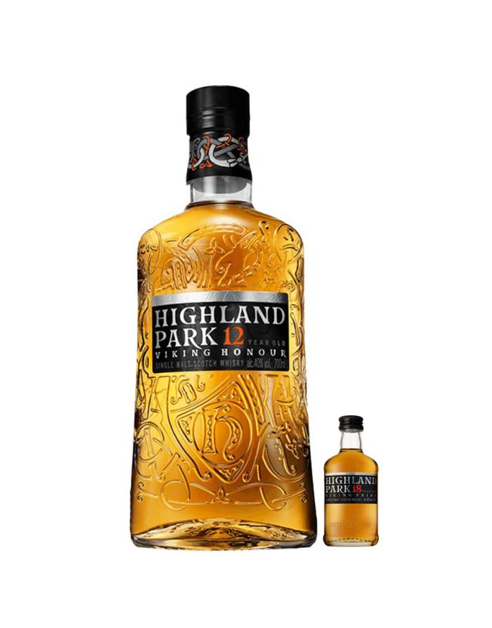 Highland Park Single Malt Scotch Whiskey 12 year 750ml with 18 year 50ml