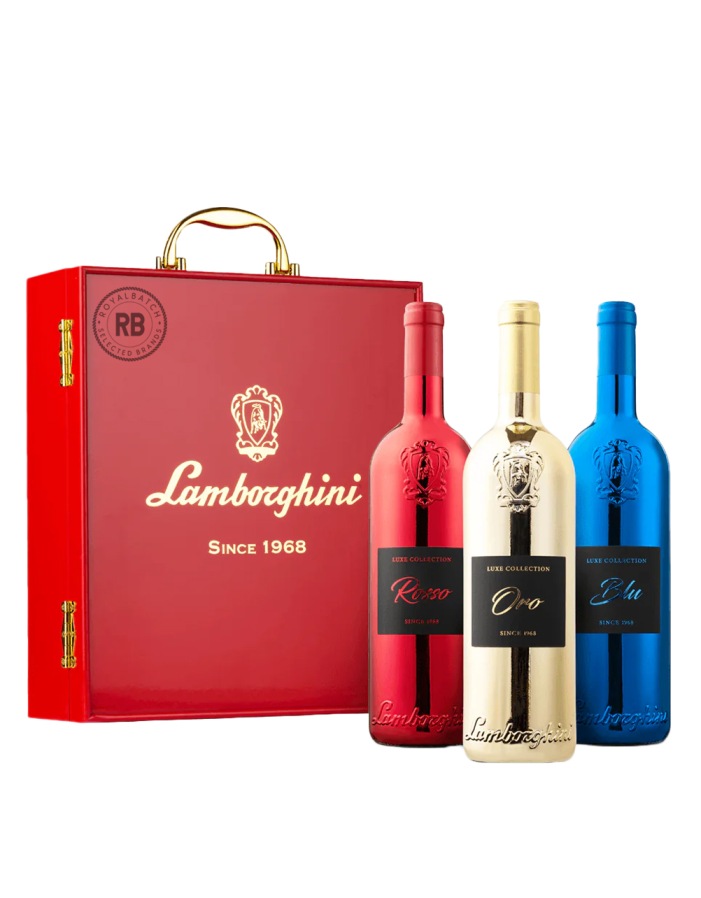 Lamborghini Luxe Red Collection with Gift Set (ROSSO, BLU, ORO) Wine (3 Pack) x 750ml