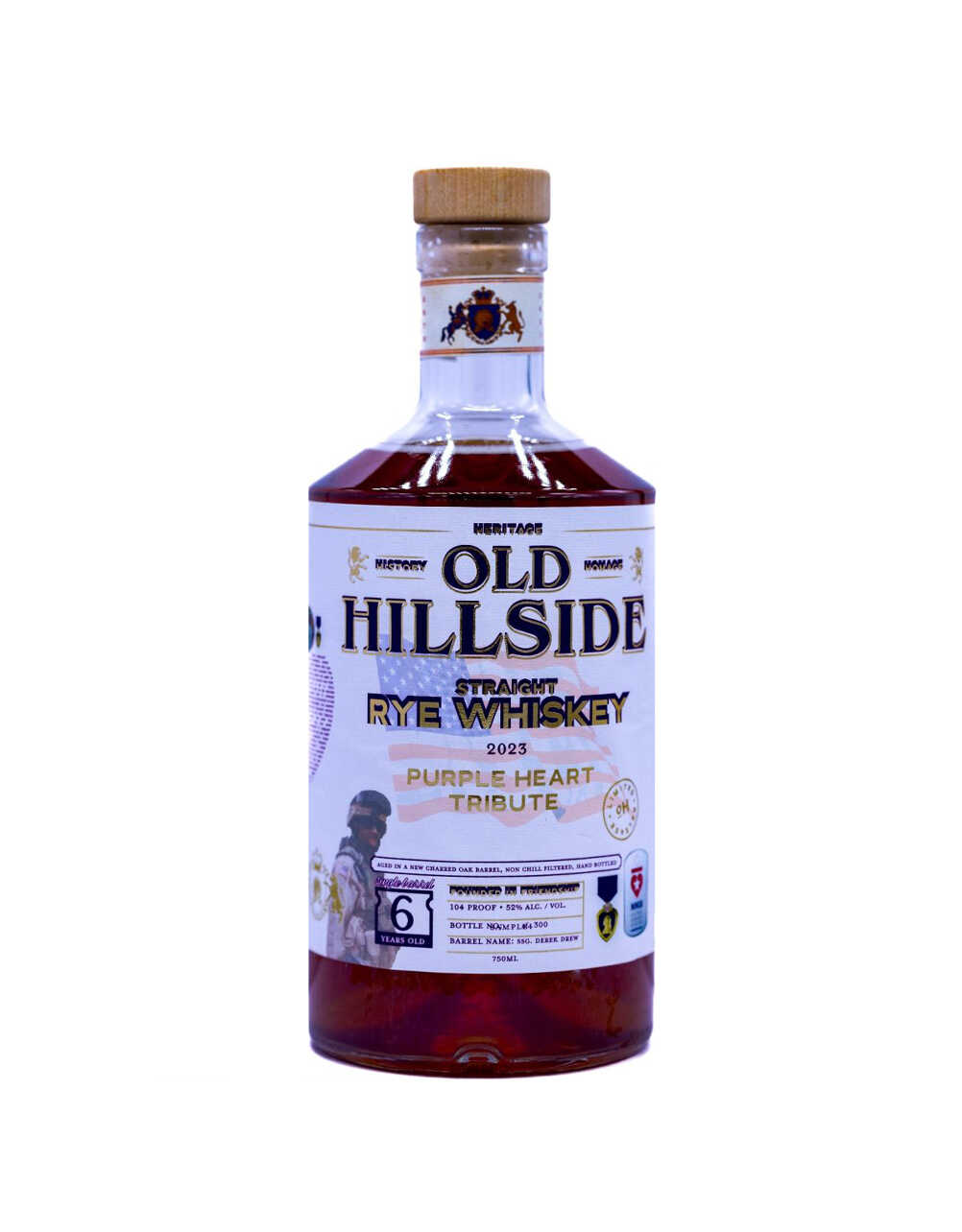 Old Hillside Purple Heart Tribute 6 Year Old Straight Rye Whiskey 2023