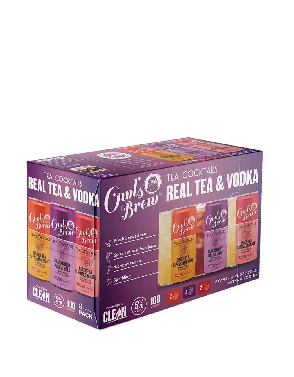 Owls Brew Tea Cocktails Real Tea & Vodka (8 Pack) 355ml
