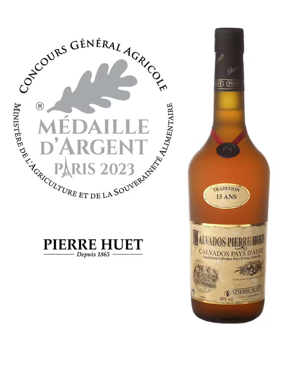 Pierre Huet Calvados AOC Tradition 15 Year Old Brandy