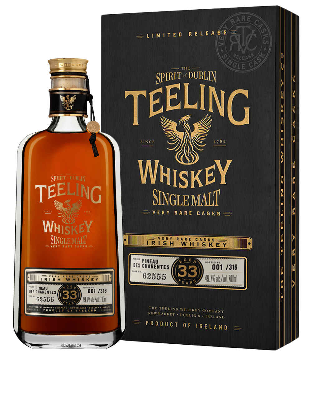 Teeling Very Rare Cask 33 Year Old Pineau Des Charentes Cask Irish Whiskey