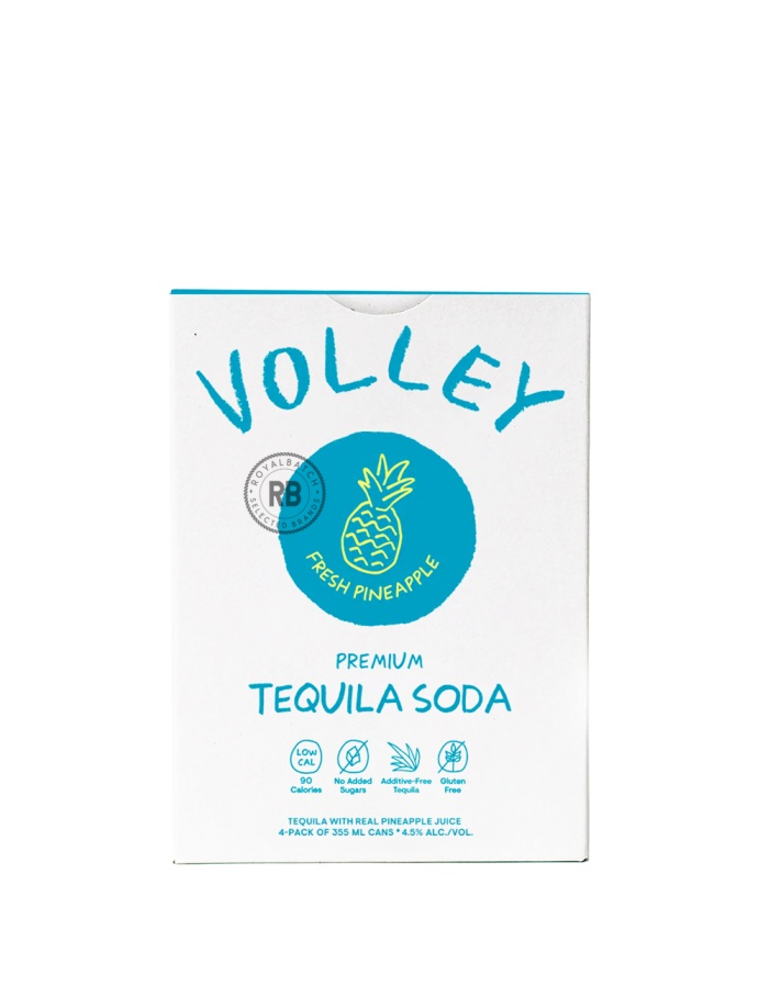 Volley Tequila Soda Fresh Pineapple Canned Cocktail 4 Pack x 355 ml