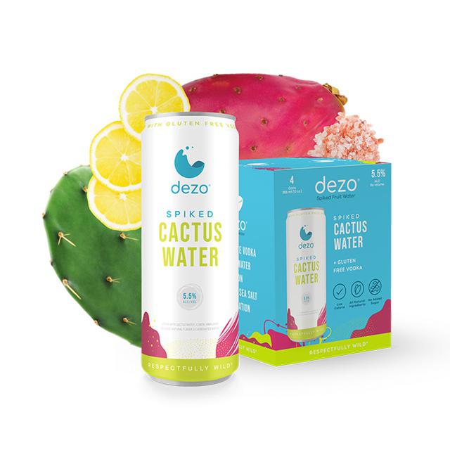 Dezo Spiked Cactus Water with Lemon 12 oz (4 Pack) 355 ml Canned Cocktails