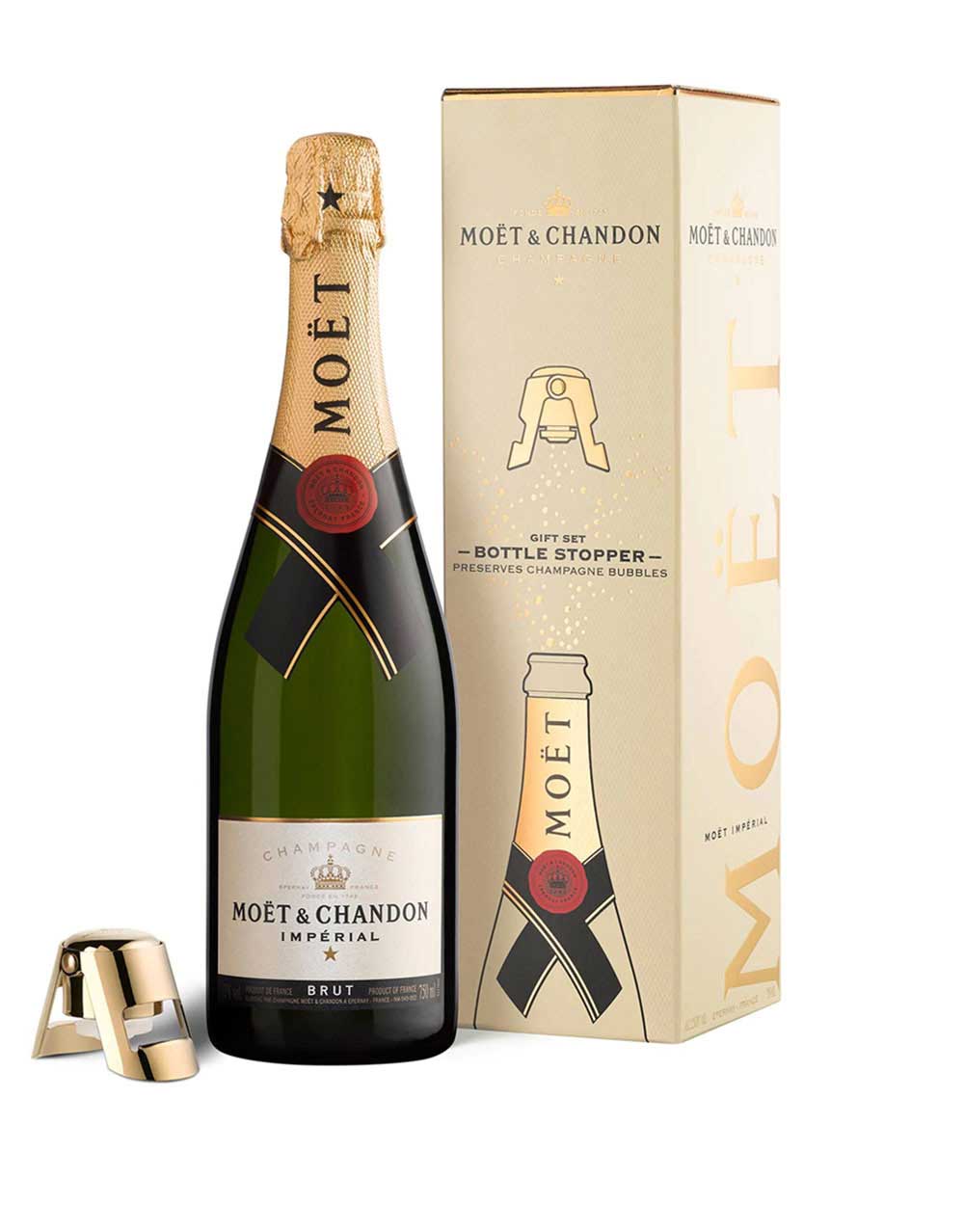 Moet & Chandon Imperial Brut Gift Set with Bottle stopper Champagne France