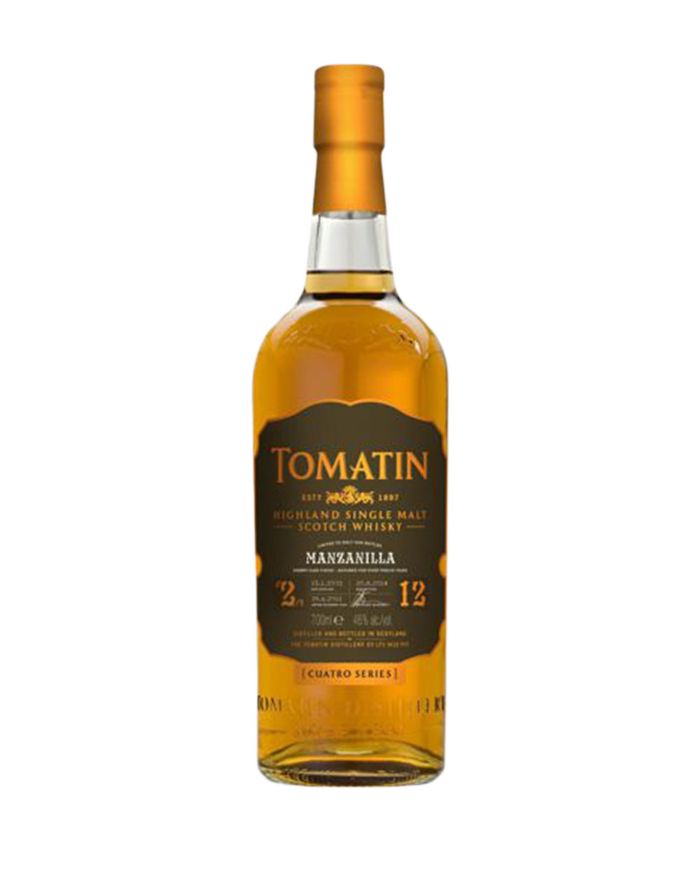 Tomatin 12 Year Old Cuatro Manzanilla Sherry Cask Finish Single Malt Scotch Whisky